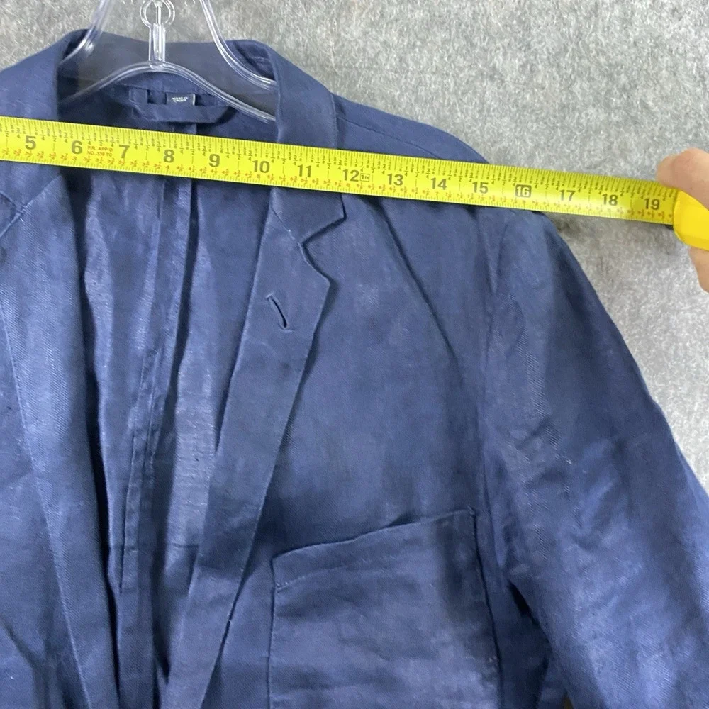 J Crew‎ Linen Unstructured Blazer Men's XS Blue Summer Wedding 19x31 Suit Jacket
